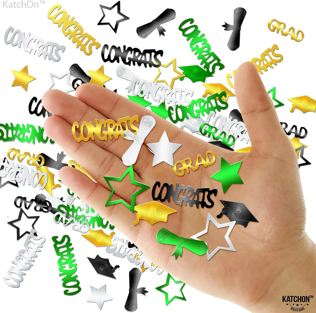 Graduation Decorations 2026 | Congrats Grad Confetti 2026 - Pack Of 1000 | Green and Gold Confetti | Graduation Table Decorations | Graduation Confetti 2026 | Graduation Confetti for Table, Katchon