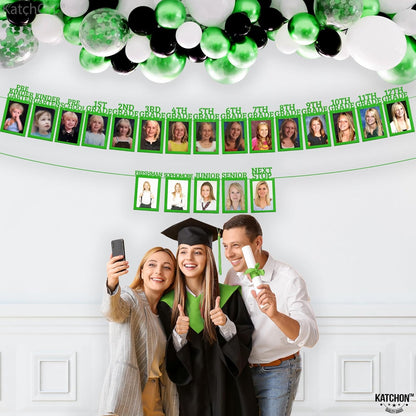 KatchOn, K-12 Graduation Photo Banner 5x7 - Photo Cards 12+6 | Grad Banner 2026 Personalized | Green Grad Picture Display, 2026 Graduation Decorations | Grad Party Decorations 2026