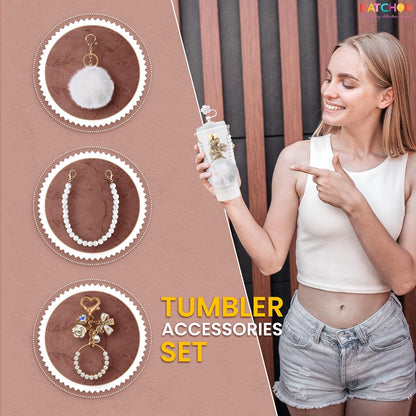 KatchOn, Tumbler Accessories Set – Pack of 7 | Cute Cup Charms, Water Bottle Accessories for Women and Girls | Teachers Gift, Valentines Day Gifts for Her, Galentines Gifts | Birthday Gift for Women