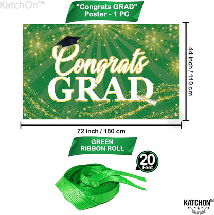 KatchOn, Green Congrats Grad Banner - Xtralarge, 72x44 Inch | Green and Gold Grad Banner for Graduation Decorations 2026 | Congrats Grad Backdrop for 2026 Graduation Decorations