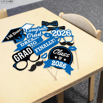 KatchOn, Graduation Photo Booth Props 2026 - Pack of 21 | 2026 Graduation Photo Props for Blue and White Graduation Decorations 2026 | Graduation Picture Props, 2026 Graduation Decorations