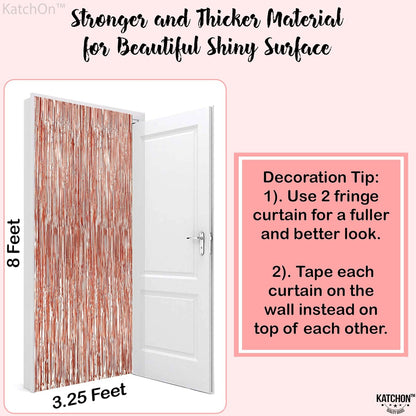 KatchOn, Rose Gold Foil Fringe Curtain, 8 Feet - Pack of 2