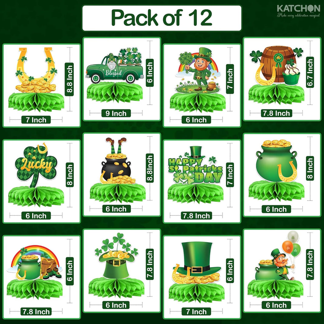 KatchOn, St Patricks Day Decorations Centerpieces - Pack of 12 | St Patricks Day Decorations | Green Centerpiece for St Patricks Day Centerpiece Table Decorations | St Patricks Day Table Decorations