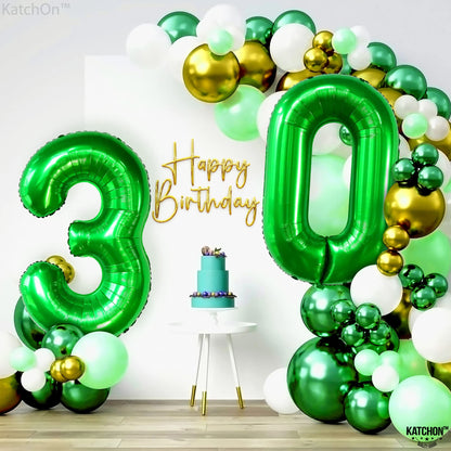 KatchOn, Dark Green 30 Balloon Numbers - 40 Inch | Dark Green 30 Balloons, Dark Green 30th Birthday Balloons, 30th Birthday Decorations For Her | Number 30 anniversary decorations