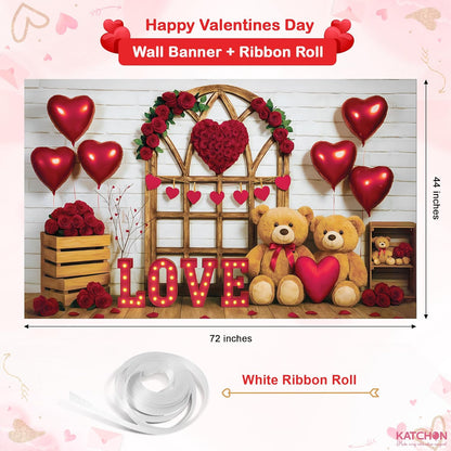 KatchOn, Valentines Day Backdrop - XtraLarge, 72x44 Inch | Valentines Day Banner for Valentines Day Decorations | Valentines Decorations | Valentines Backdrop for Wedding, Valentines Decor