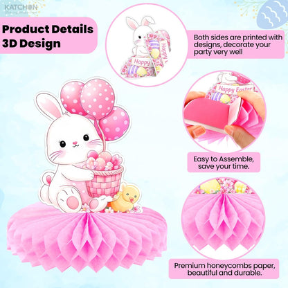 katchon easter centerpieces for tables pack of 12 bunny easter decorations for home 3d honeycomb easter table centerpieces and decorations