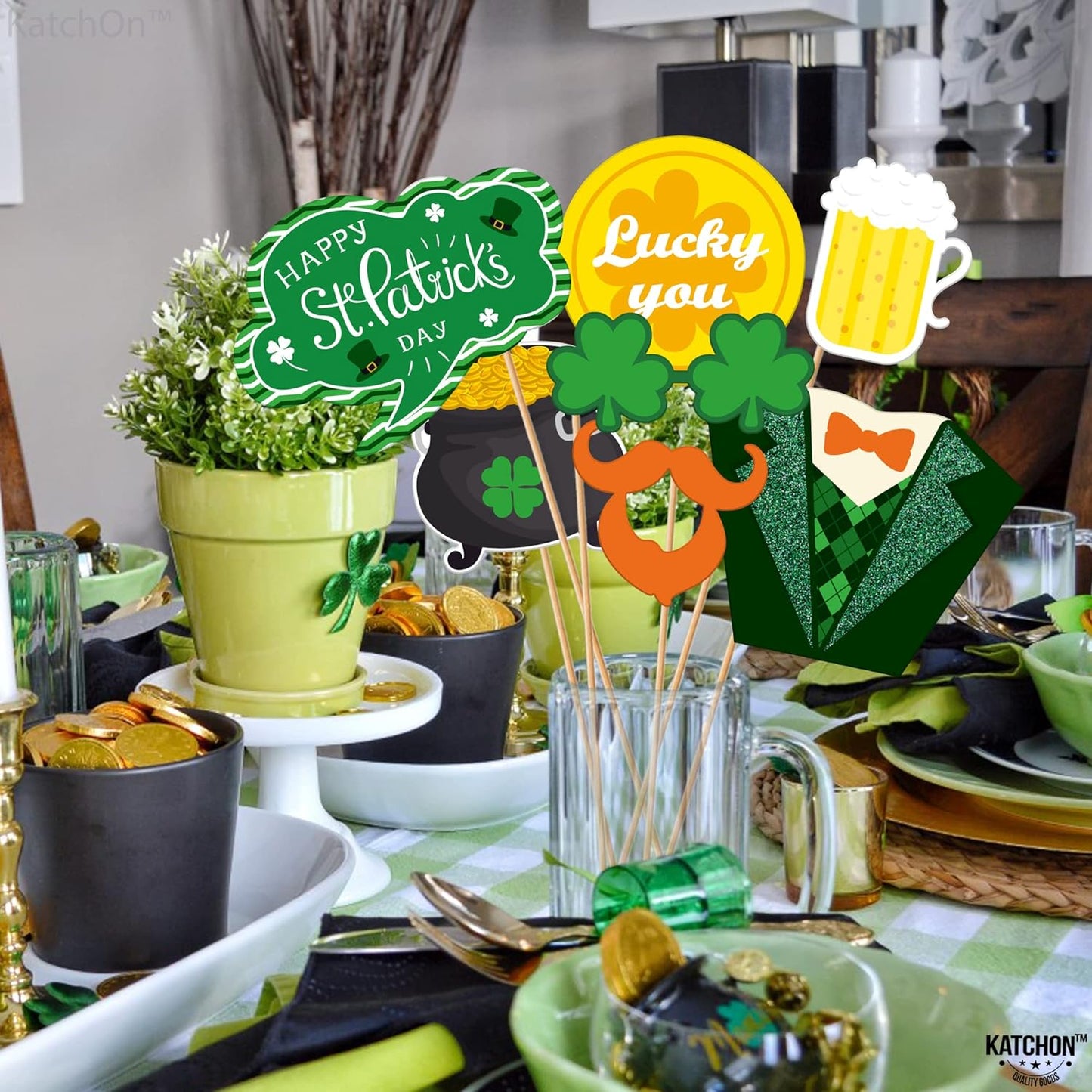 KatchOn, St Patricks Day Photo Booth Props - Pack of 38, St Patricks Day Decorations | St Patricks Day Picture Props | St Patricks Day Selfie Props, Saint Patricks Day Decorations | Shamrock Decor