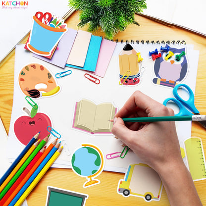 KatchOn, 600 Pcs Back to School Sticky Notes - 30 Pack | Fun Shaped Memo Pads with Pencil, Ruler, Blackboard, Owl Designs | Classroom Supplies, School, Office, Notepads, Teacher Stationery | Classroom Decor