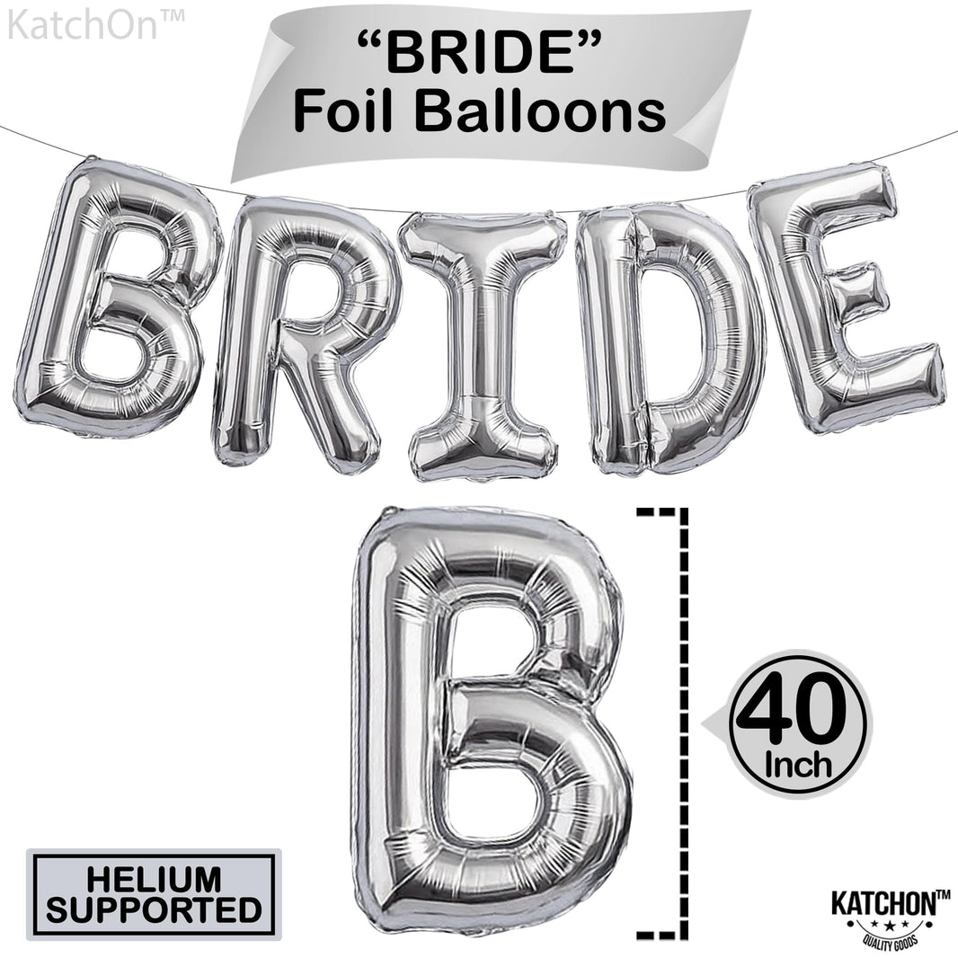 KatchOn, Giant Bride Balloons Silver - 40 Inch | Bachelorette Party Decorations | Silver Bride Balloons Bachelorette for Bridal Shower Decorations | Bridal Shower Balloon
