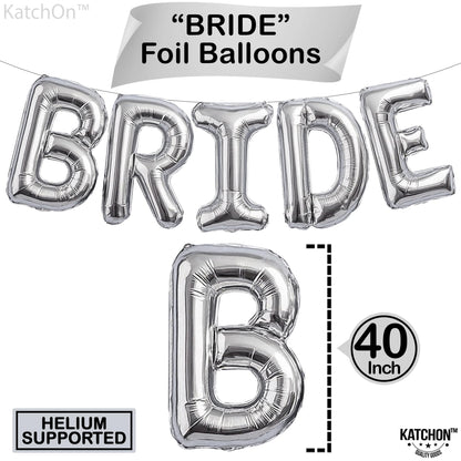 KatchOn, Giant Bride Balloons Silver - 40 Inch | Bachelorette Party Decorations | Silver Bride Balloons Bachelorette for Bridal Shower Decorations | Bridal Shower Balloon
