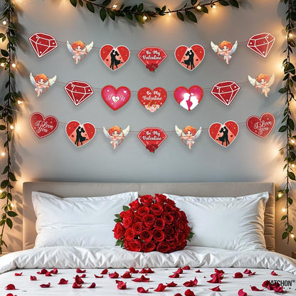 KatchOn, Be My Valentine Banner - No DIY, 3 String, 10 Feet | Diamond and Heart Garland, Valentines Day Decorations | Conversation Hearts Decorations, Valentines Decor | Valentines Day Garland