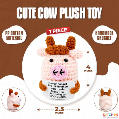 KatchOn, Mini Highland Cow Valentines Day Gifts for Her | Emotional Support Crochet Gifts for Women, Men, Coworker, Friends, Teen | Positive Crochet Animals | Birthday Gifts for Women