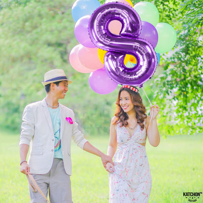 KatchOn, Giant Purple 8 Balloon Number - 40 Inch | Number 8 Balloon For Girls | Mermaid Party Decorations | 8th Birthday Decorations for Girls | 8 Birthday Balloon For Anniversary Decorations