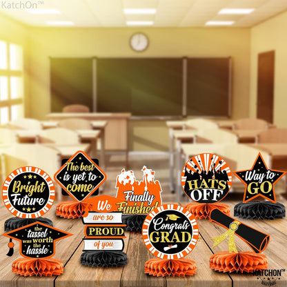 KatchOn, Orange and Black Graduation Centerpieces for Tables 2026 - Pack of 9 | Black Graduation Centerpieces 2026 for Graduation Decorations 2026 | Orange and Black 2026 Graduation Decorations