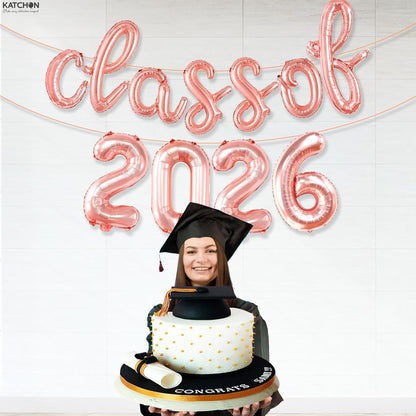KatchOn, Rose Gold Class of 2026 Balloons Banner - Script, 16 Inch | Graduation Balloons for Rose Gold Graduation Decorations 2026 | Class Of 2026 Decorations, Graduation Party Decorations