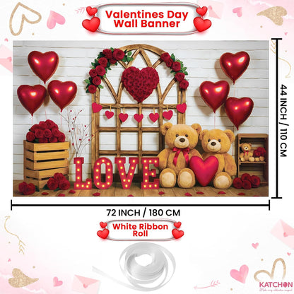 KatchOn, Valentines Day Backdrop - XtraLarge, 72x44 Inch | Valentines Day Banner for Valentines Day Decorations | Valentines Decorations | Valentines Backdrop for Wedding, Valentines Decor