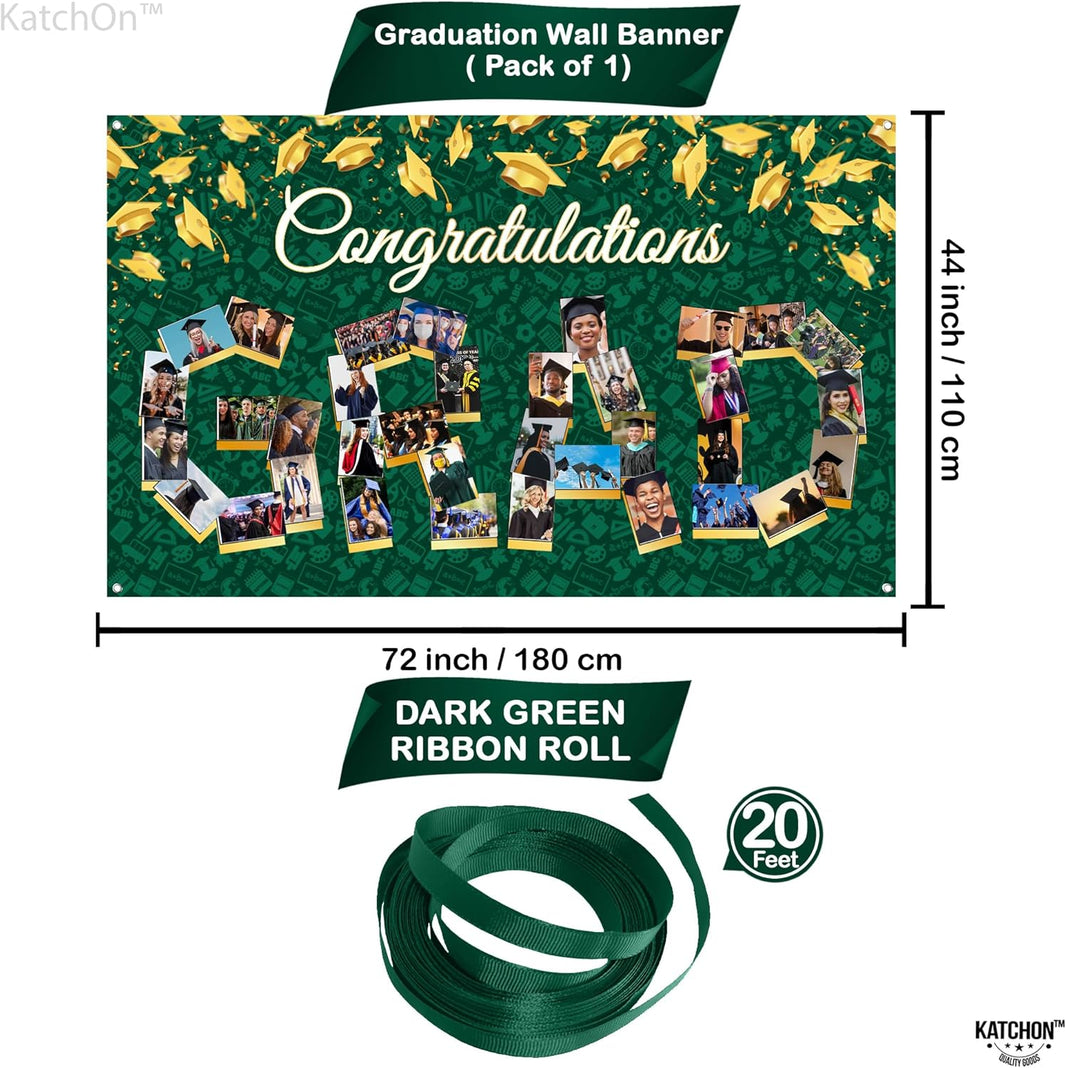 KatchOn, Congratulations Graduation Photo Banner - 72x44 Inch | Personalized Graduation Banner, Graduation Decorations Class of 2026 | Green Graduation Backdrop for 2026 Graduation Decorations 2026