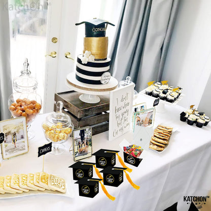 KatchOn, Congrats Grad Graduation Candy Boxes - Pack of 25, Graduation Party Favors | Black Graduation Gift Boxes, Graduation Decorations Class of 2024 | Graduation Favors 2024, Graduation Goodie Bags