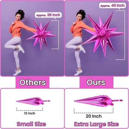 KatchOn, Big Hot Pink Starburst Balloons - 20 Inch, Pack of 50 | Hot Pink Star Balloons Metallic | Hot Pink Balloons, Hot Pink Party Decorations | Hot Pink Spike Balloons, Galentines Day Decorations