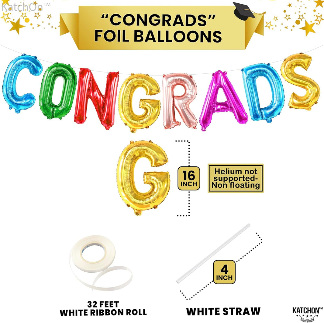 KatchOn, Multicolor Congrats Balloon - 16 Inch | Colorful Congrats Grad Balloons Foil for Graduation Decorations 2026 | Grad Balloons Banner, Colorful 2026 Graduation Decorations