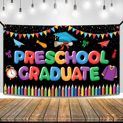 KatchOn, Preschool Graduation Banner - 72x44 Inch | Preschool Graduation Decorations 2026 | Kindergarten Grad Decoration | Congratulations Banner | Congrats Grad Party Decorations