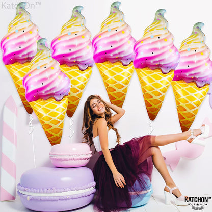 Large Ice Cream Balloons, 37 Inch - Pack of 6 | ice Cream Party Decorations | Summer Party Decorations, Ice Cream Decor For Pool Party Decorations | Beach, Pool Party Decor