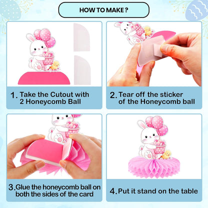 katchon easter centerpieces for tables pack of 12 bunny easter decorations for home 3d honeycomb easter table centerpieces and decorations