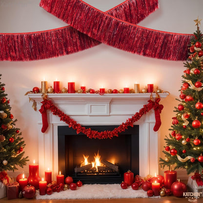 KatchOn, XtraLarge Red Fringe Banner - Pack of 2 | Ceiling Tinsel for Red Streamers Party Decorations | Streamers for Cherry Party Decorations, Bridal Shower Decor, Halloween, Christmas Decorations