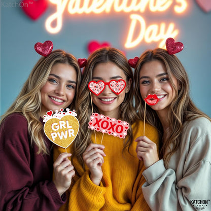 KatchOn, Red Galentines Photo Props - Pack of 35 | Galentine Photo Booth Props for Galentines Decorations | Galentines Day Decorations for Party | Galentines day photo props | Galentine Decor
