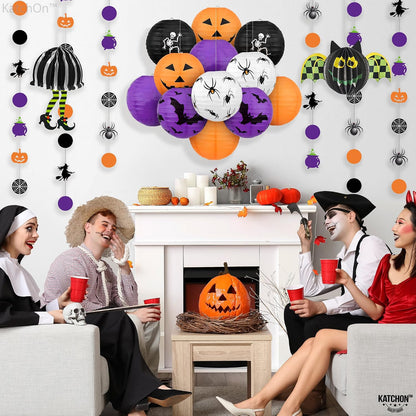 KatchOn Halloween Hanging Paper Lanterns Set, Pack of 15