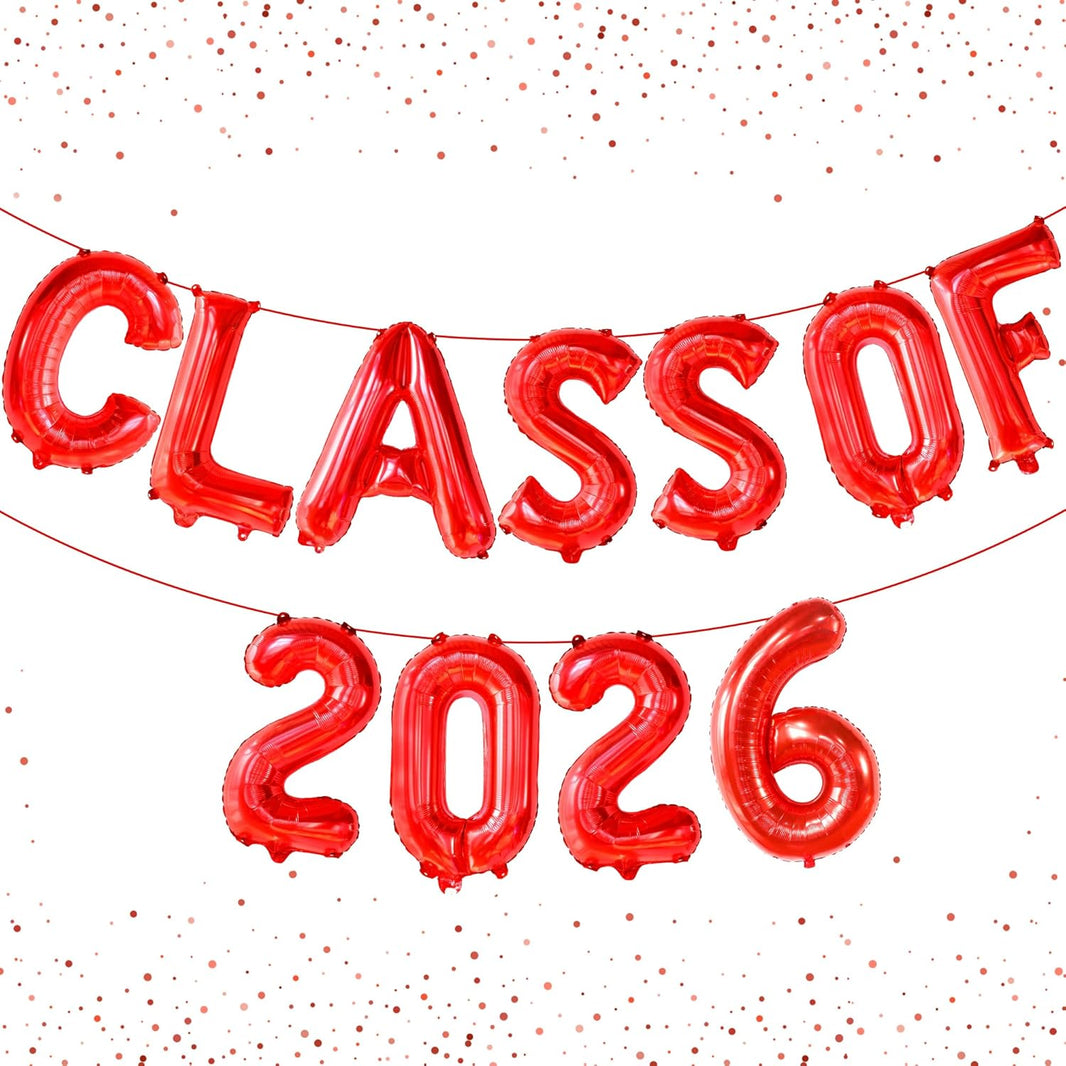 Graduation Decorations 2026 | Red Class of 2026 Balloons - 16 Inch | Graduation Balloons Class of 2026 Decorations, Grad 2026 | 2026 Graduation Party Decorations, Grad Party Decoration, KatchOn