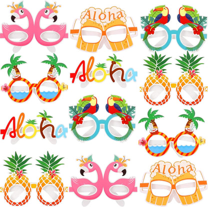 KatchOn Luau Glasses for Luau Party Decorations, Pack of 12 | Hawaiian Party Decorations, Tropical Photo Booth Props, Summer Party Favors, Luau Photo Booth Props, Aloha Party Decorations