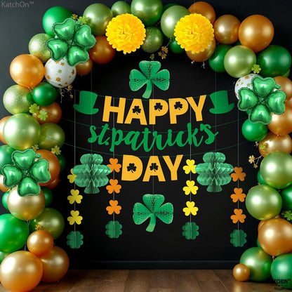KatchOn, Happy St Patricks Day Decorations - Pack of 13 | No DIY, 10 Feet, St Patricks Day Banners, St Patricks Day Garland | Shamrock Garland, St Patricks Day Centerpiece | Shamrock Decorations