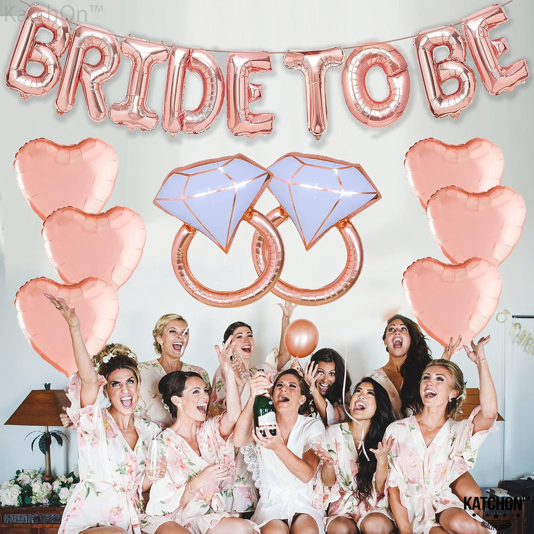 KatchOn, Rose Gold Bride To Be Balloons - Pack of 17 | Bride To Be Decorations | Bride Balloons for Bachelorette Party Decorations | Bridal Shower Balloons for Rose Gold Bridal Shower Decorations