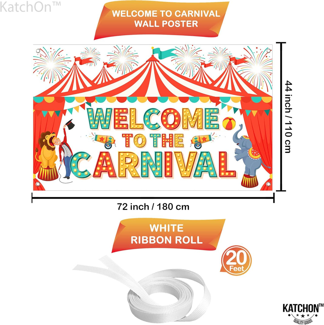 KatchOn, XtraLarge Welcome To The Carnival Backdrop  72x44 Inch | Circus Theme Party Decorations, Carnivals Banner for Carnival Decorations, Funfair or Circus Birthday Party Decor