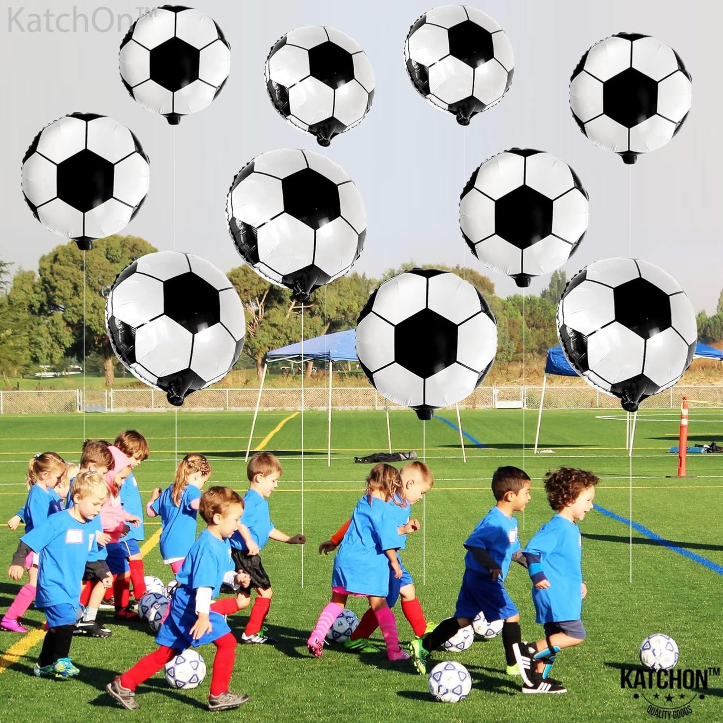 KatchOn, 10 Pcs Soccer Balloons Decorations for Party - 18 Inch, Soccer Ball Balloons | Soccer Balloon arch kit, Soccer Party Decorations | Soccer Birthday Party Supplies | Soccer Birthday Decorations