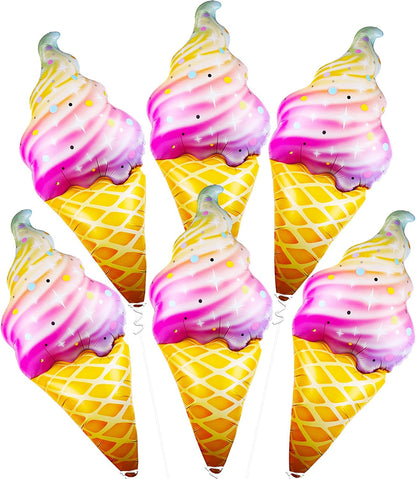 Large Ice Cream Balloons, 37 Inch - Pack of 6 | ice Cream Party Decorations | Summer Party Decorations, Ice Cream Decor For Pool Party Decorations | Beach, Pool Party Decor