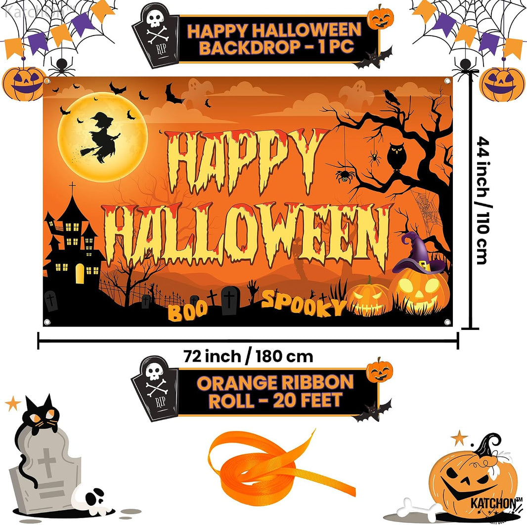 KatchOn Spooky Happy Halloween Banner 72x44 Inch