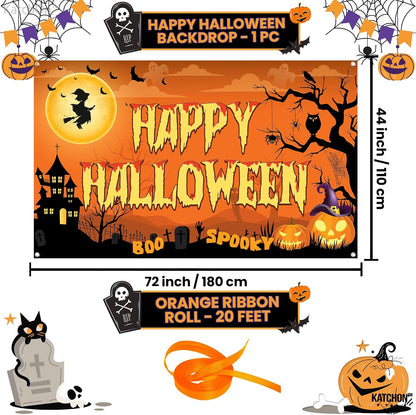 KatchOn Spooky Happy Halloween Banner 72x44 Inch