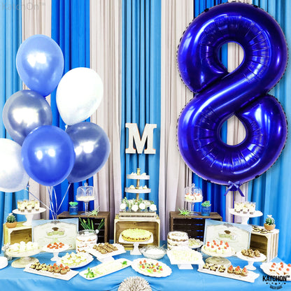 KatchOn, Navy Blue Number 8 Balloon - 40 Inch | Number 8 Balloons for Birthdays | 8th Birthday Decorations Boy | Blue 8 Balloon Number, 8 Year Old Balloon | 8th Birthday Balloons, Eight Balloon Number