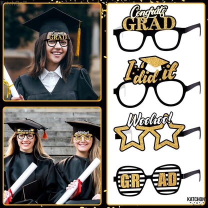 KatchOn, Glitter Graduation Eyeglasses 2024 - Pack of 12 | Graduation Photo Booth Props 2024 for Graduation Decorations Class of 2024 | Graduation Party Favours, 2024 Graduation Party Decorations