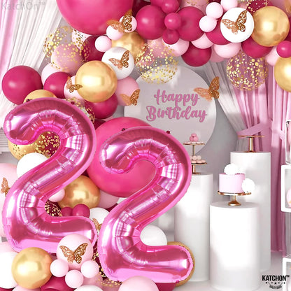 KatchOn, 22 Balloon Number Hot Pink - 40 Inch | 22 Number Balloons | Pink 22 Balloons for 22 Birthday Decorations for women | 22 Balloons for Happy Anniversary Decorations