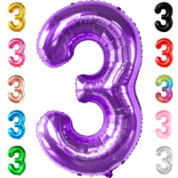 KatchOn, Giant Purple Number 3 Balloon - 40 Inch | 3rd Mylar Foil Balloon For Happy Birthday Decorations | 3rd Number Balloons For Mermaid Purple Party Happy Anniversary Decorations