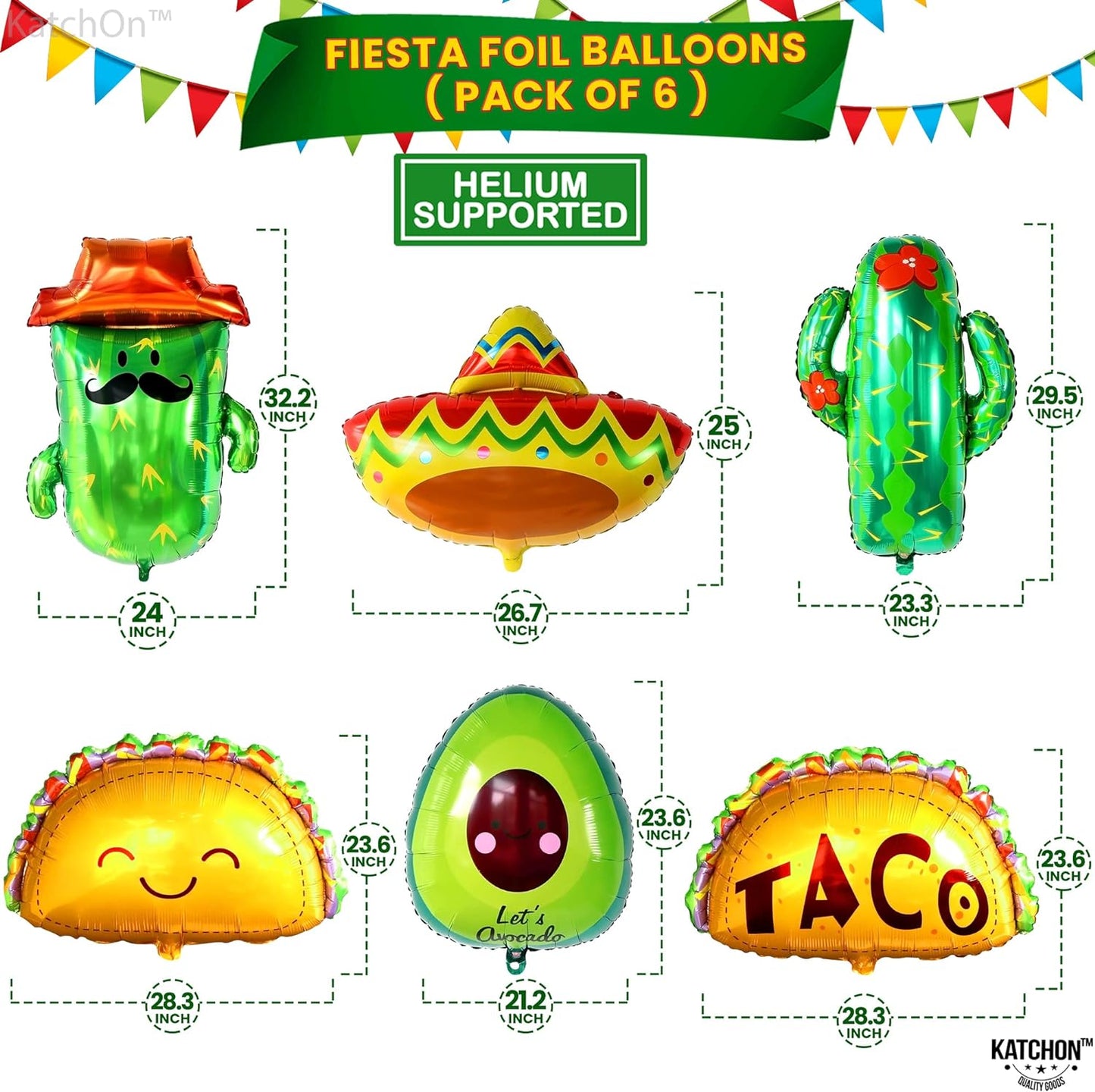 KatchOn, Taco Bout A Party Decorations - Big Set of 22 | Taco Balloons, Fiesta Balloons | Taco Party Decorations, Fiesta Party Decorations | Cactus Balloons, Avocado Balloon | Taco Tuesday Decorations