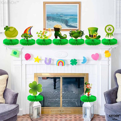 KatchOn, 9 Pieces St Patricks Day Honeycomb Centerpieces - St Patricks Day Decorations | Pot of Gold Centerpiece for St Patricks Day Centerpiece Table Decorations | St Patricks Day Table Decorations