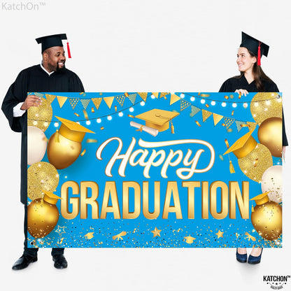 KatchOn, Happy Graduation Banner Blue and Gold - XtraLarge 72x44 Inch | Graduation Backdrop 2026, Graduation Decorations 2026 | Congratulations Banner for 2026 Graduation Decorations