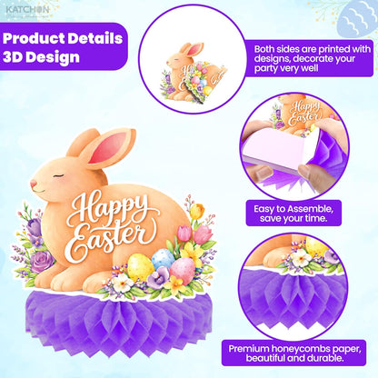 katchon huge easter centerpieces for tables pack of 12 he is risen decorations with bunny and jesus happy easter decorations for home honeycomb easter decor