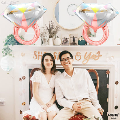 KatchOn, Rose Gold Diamond Ring Balloon - 26 Inch, Pack of 2 | Ring Balloon Bachelorette, Bachelorette Party Decorations | Engagement Party Decorations | Engagement Decoration, Bridal Shower