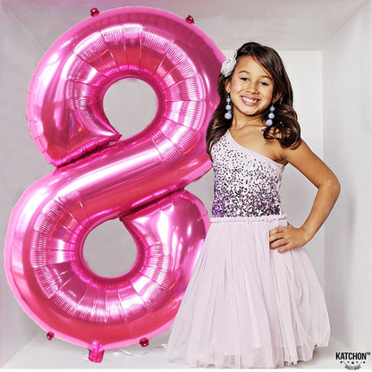 KatchOn, Giant Hot Pink 8 Balloon - 40 Inch, Hot Pink Number 8 Balloon for 8th Birthday Decorations, 8th Anniversary and Much More Occasions
