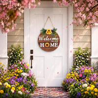 KatchOn 21 Interchangeable Welcome Sign for Front Door Wreaths, Porch Signs | Rustic Wood Welcome sign Wreaths for Wall Home House Warming gifts Outdoor Farmhouse Porch Summer Holiday Halloween Christmas